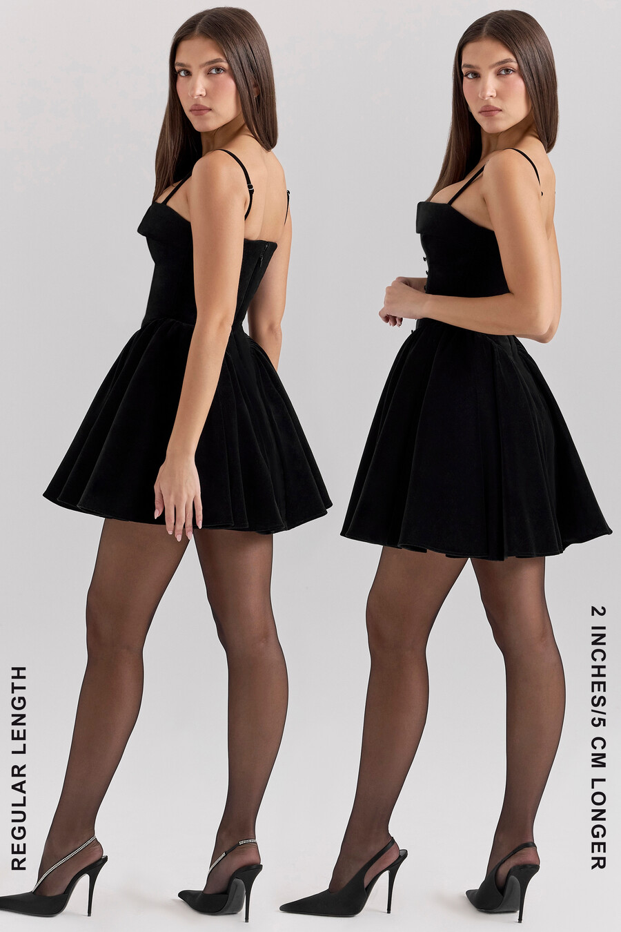 schwarzes minikleid aus samt und tüll