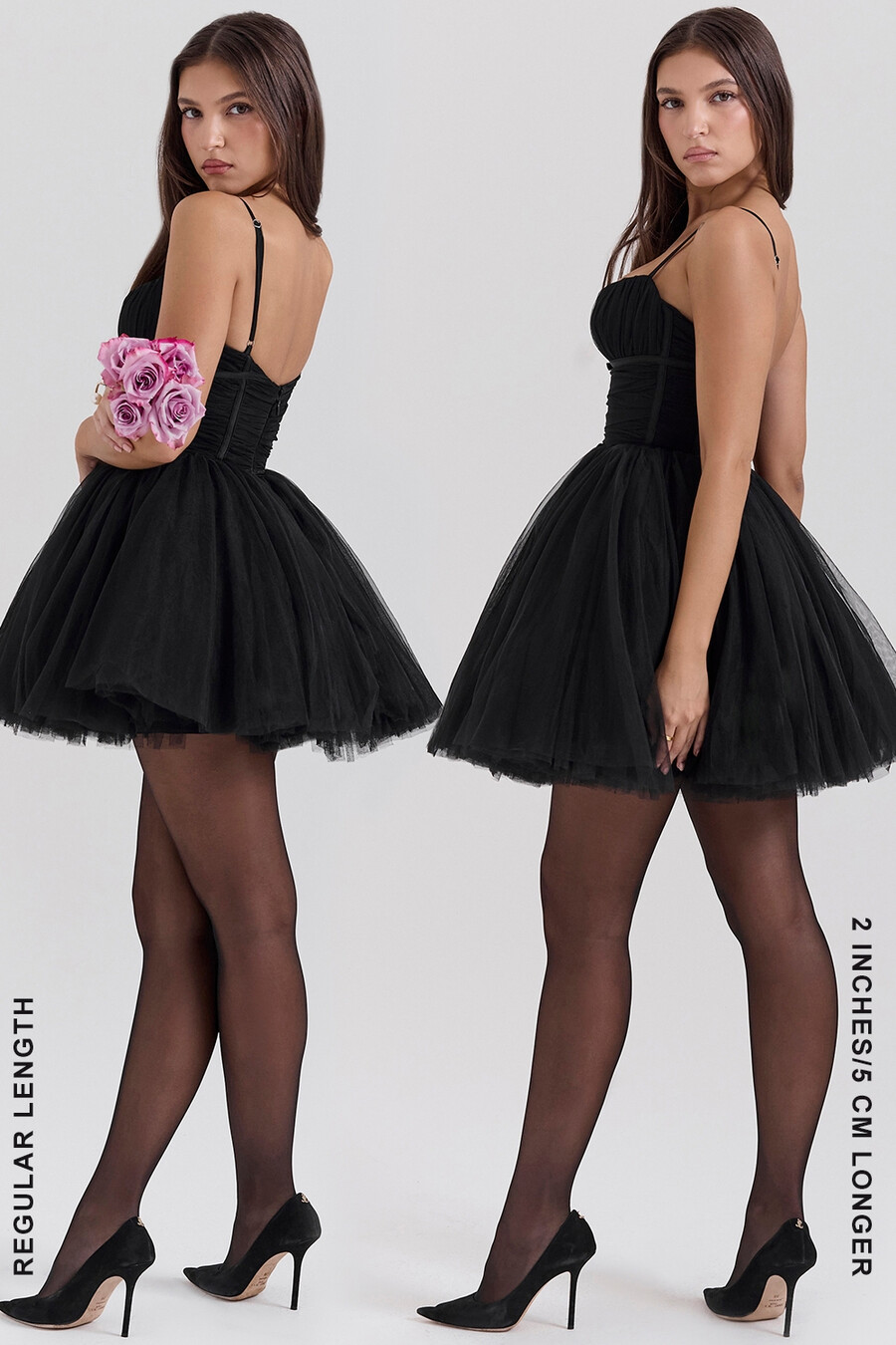 schwarzes tüll-minikleid