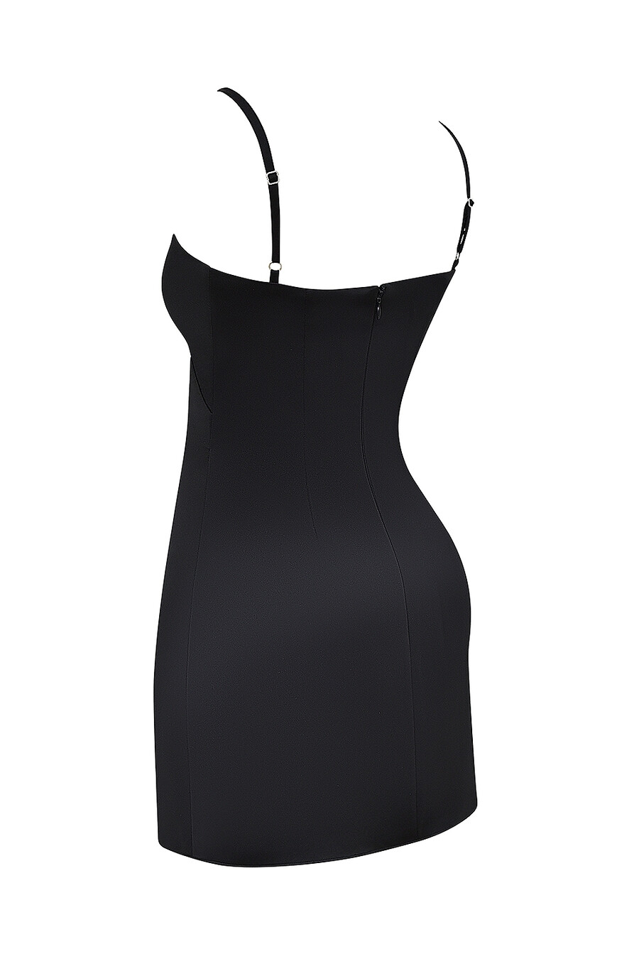 schwarzes minikleid in a-linie mit eckigem ausschnitt