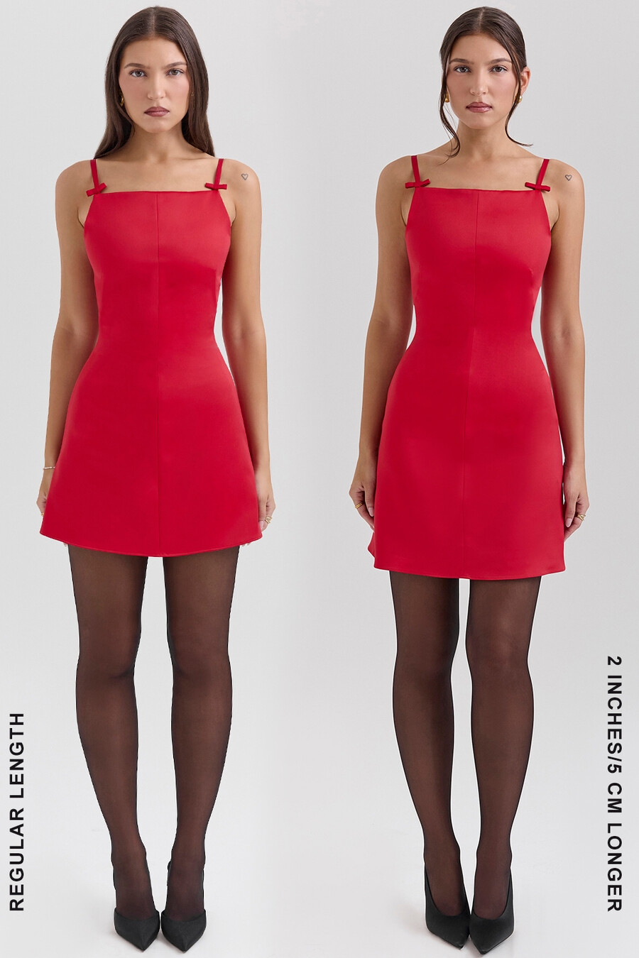 scharlachrotes minikleid in a-linie mit eckigem ausschnitt
