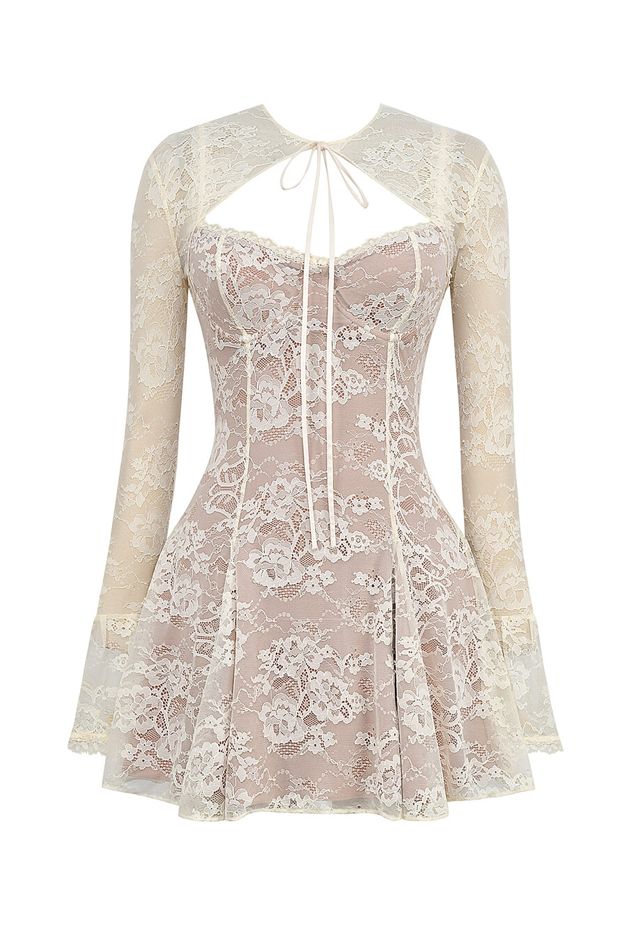 vintage-minikleid aus cremefarbener spitze