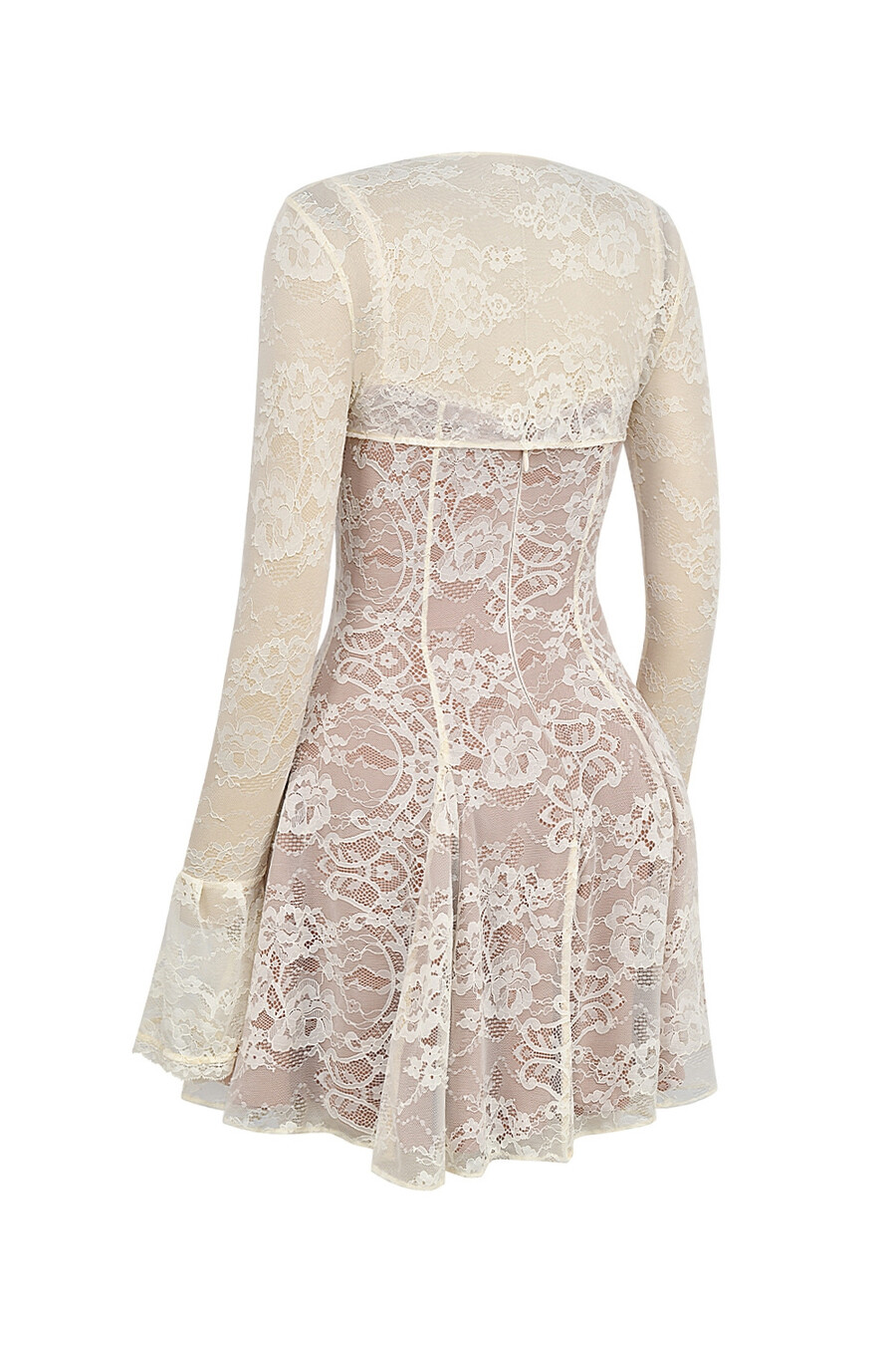 vintage-minikleid aus cremefarbener spitze