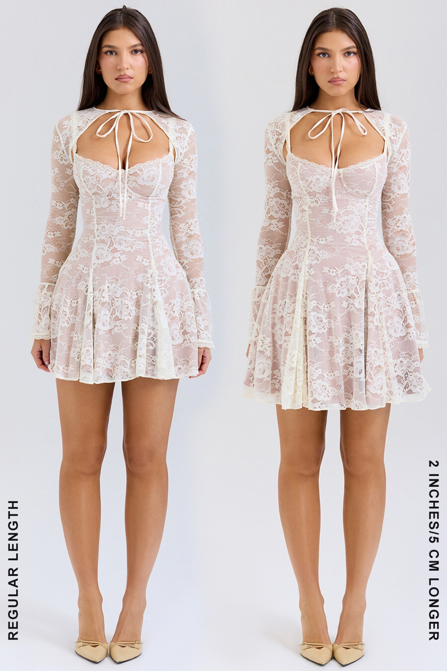 vintage-minikleid aus cremefarbener spitze