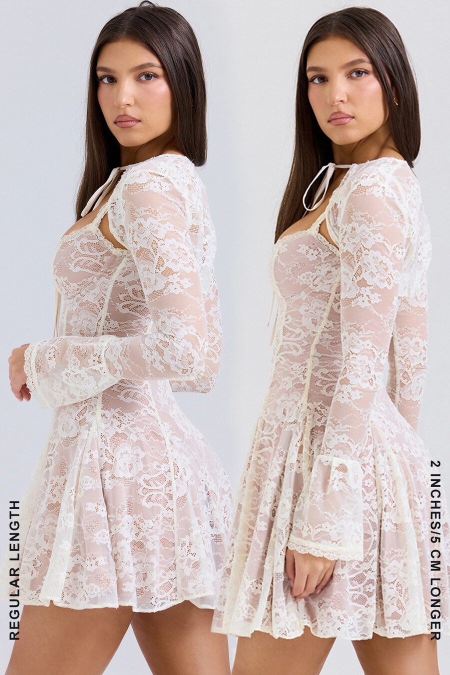vintage-minikleid aus cremefarbener spitze
