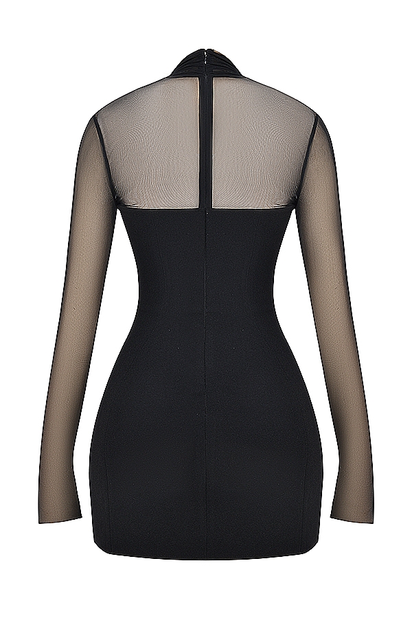schwarzes minikleid mit tiefem ausschnitt