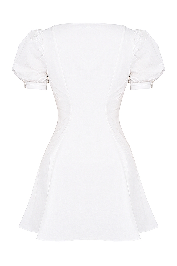 weißes minikleid mit puffärmeln