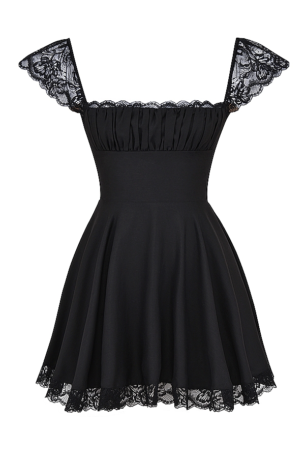 schwarzes a-linien-minikleid