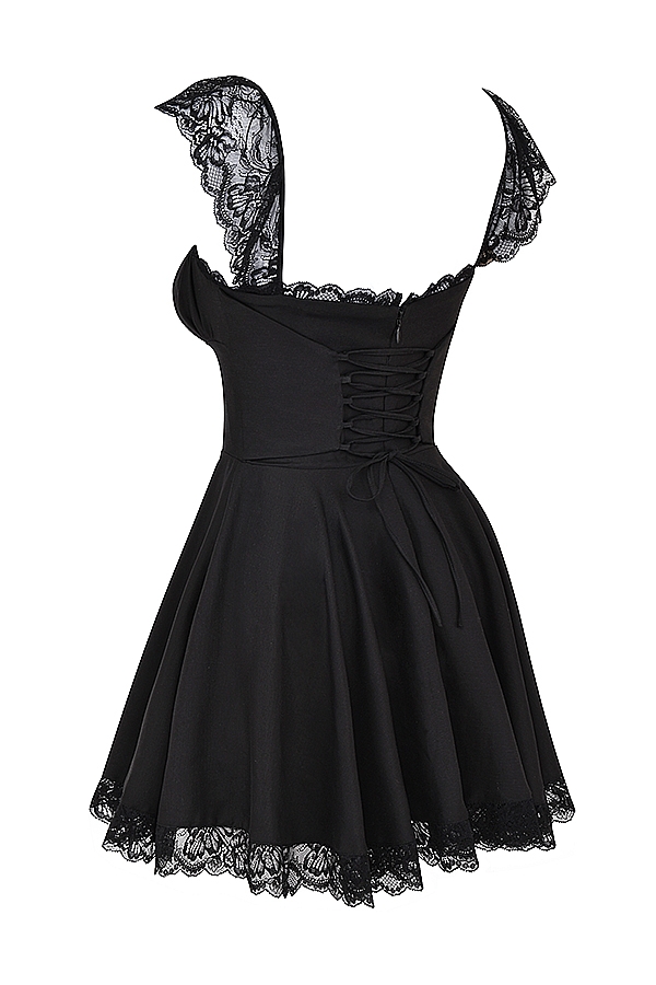 schwarzes a-linien-minikleid