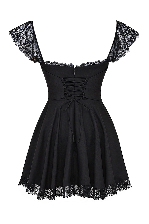 schwarzes a-linien-minikleid