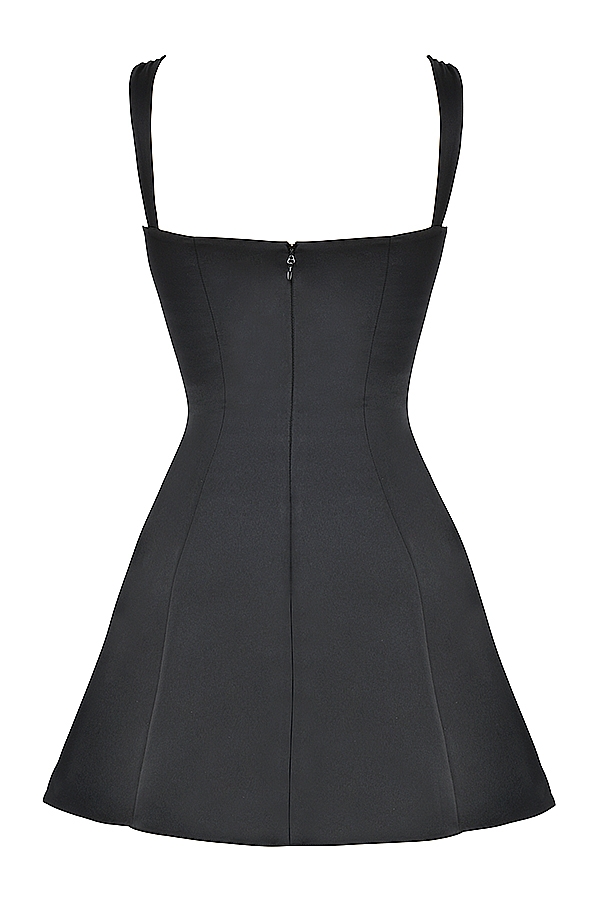 schwarzes minikleid aus satin und spitze