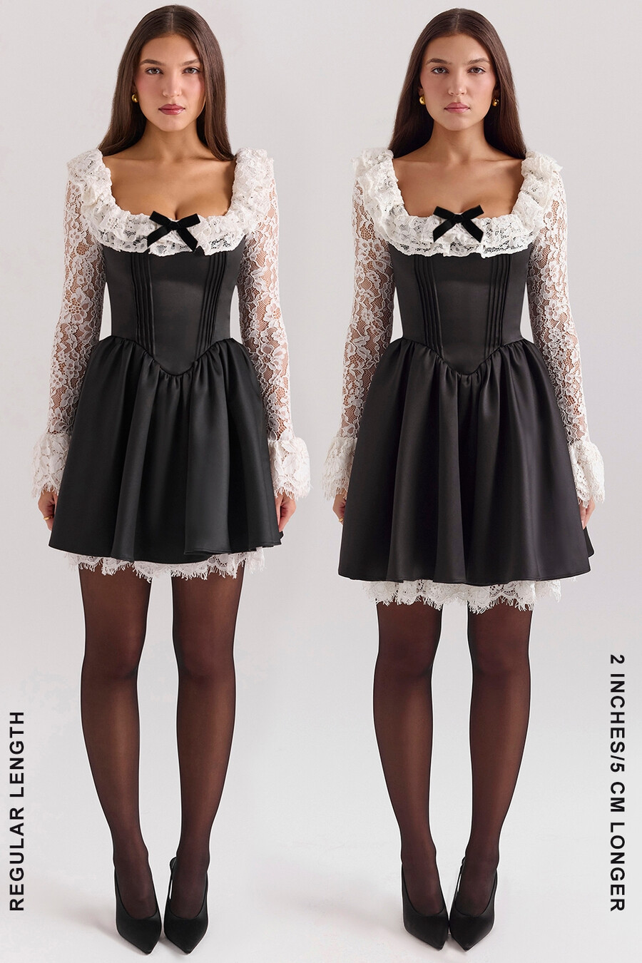 schwarzes minikleid aus spitze mit rüschen