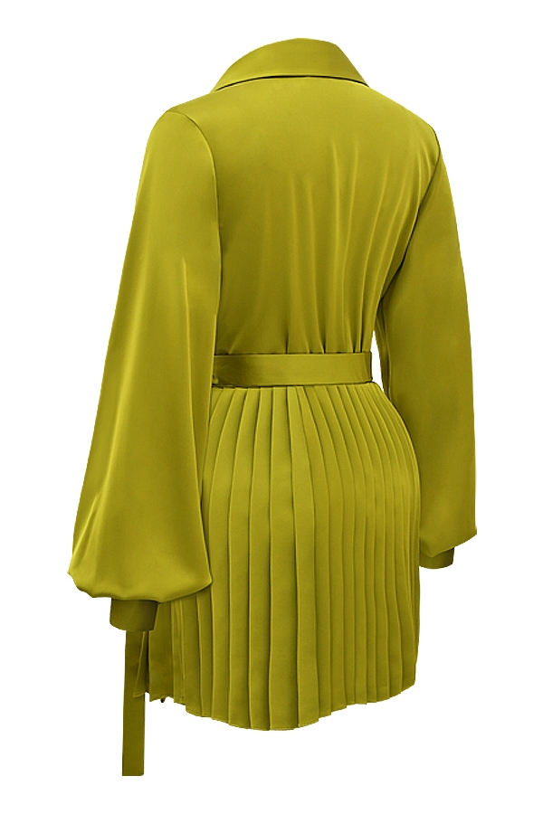 chartreuse faltenhemdkleid
