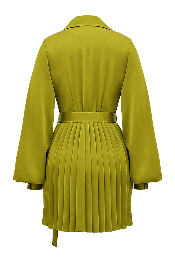 chartreuse faltenhemdkleid