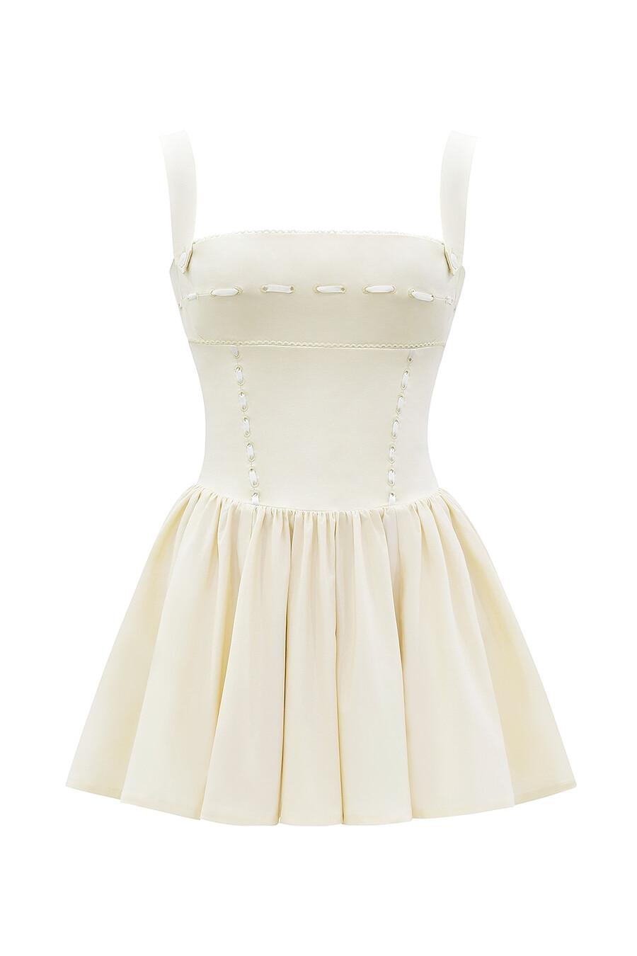 minikleid mit buttermilch-schleifendetails