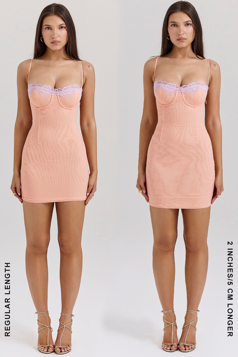 sorbetfarbenes minikleid mit spitzenbesatz