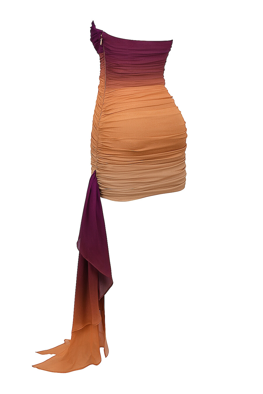 ombre mesh trägerloses minikleid