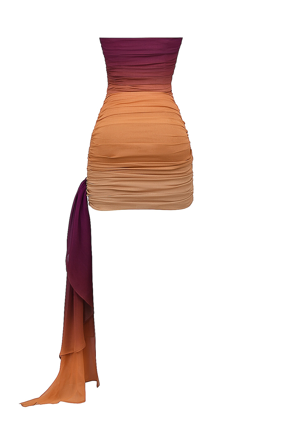 ombre mesh trägerloses minikleid