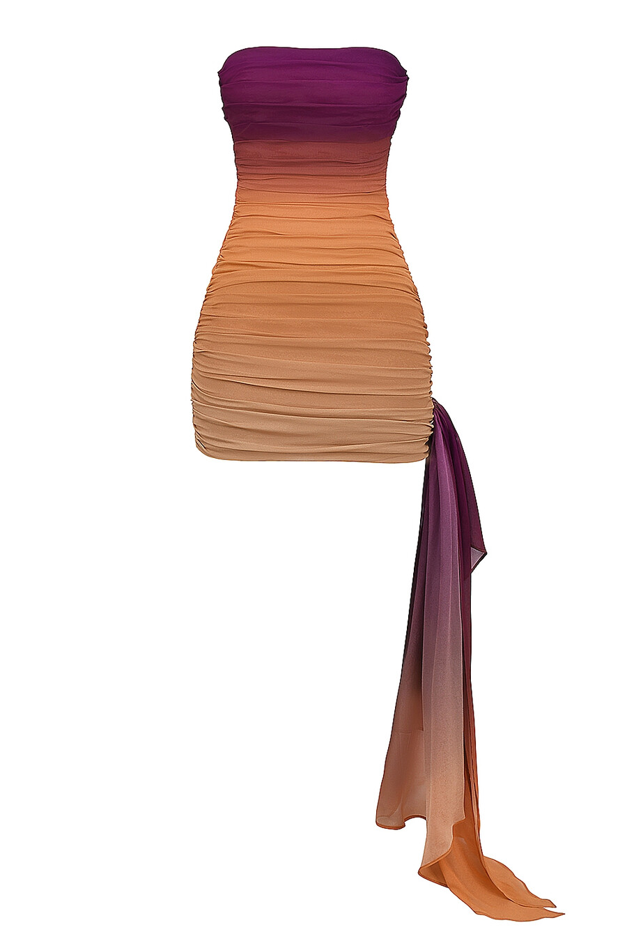 ombre mesh trägerloses minikleid