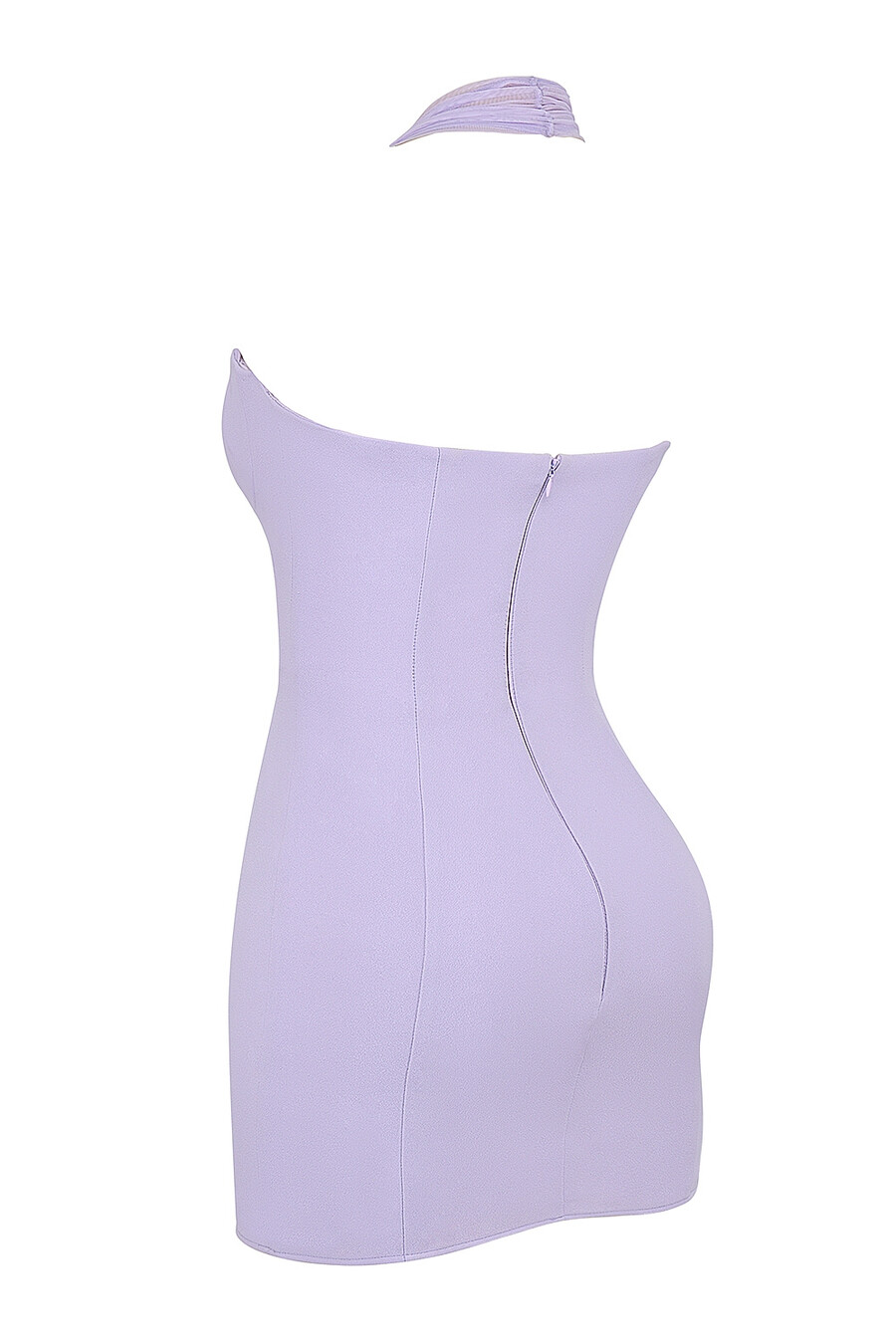orchideenfarbenes crêpe-minikleid mit tiefem ausschnitt
