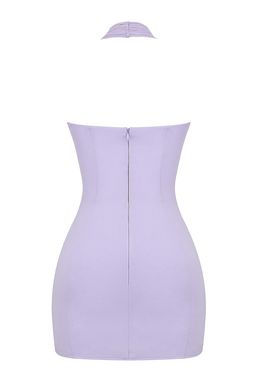 orchideenfarbenes crêpe-minikleid mit tiefem ausschnitt