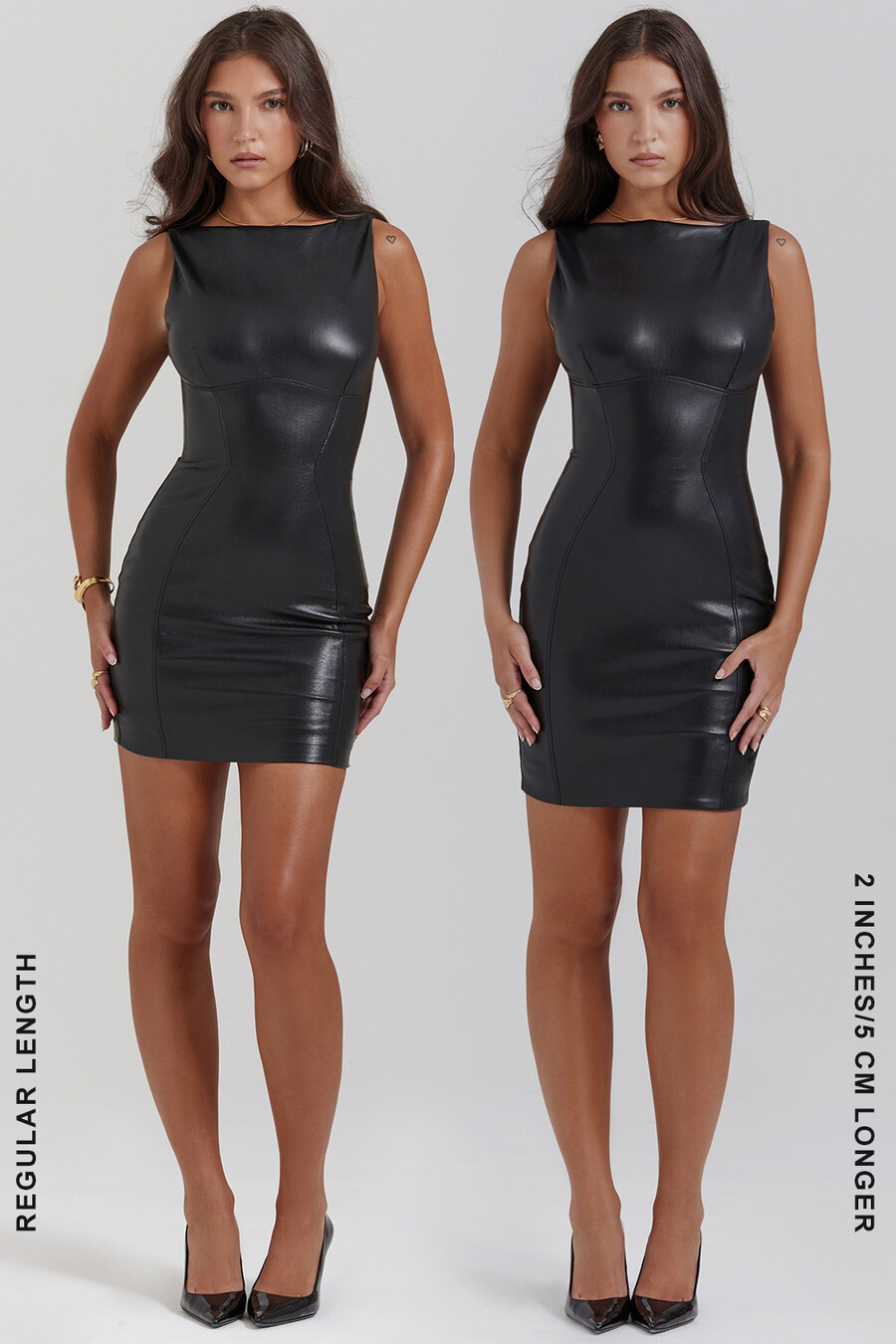 schwarzes minikleid aus veganem leder