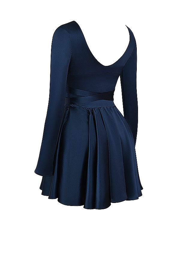 marineblaues minikleid mit tiefem ausschnitt