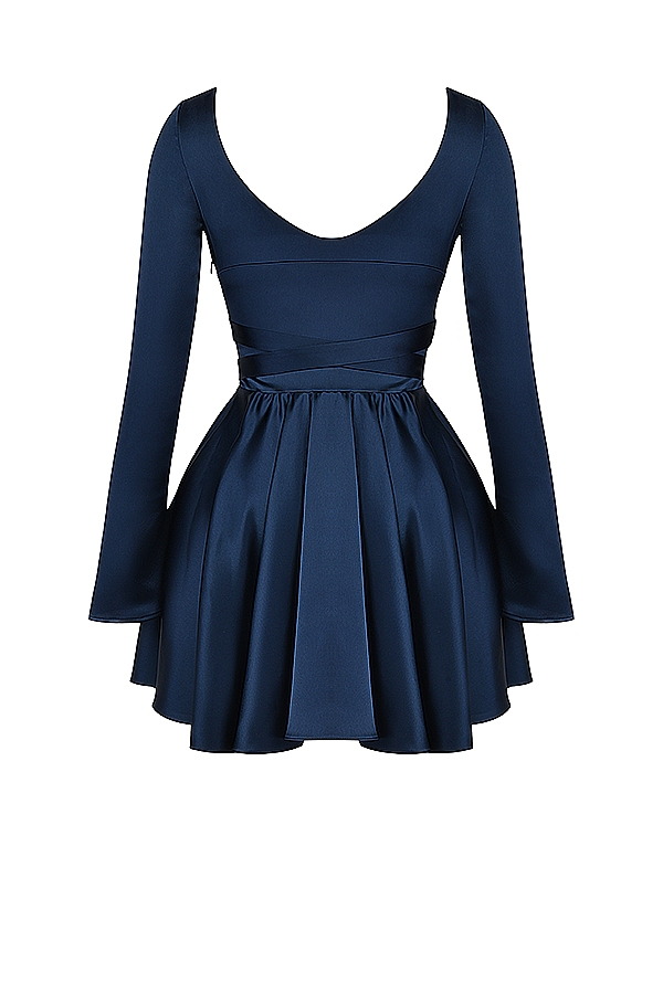 marineblaues minikleid mit tiefem ausschnitt