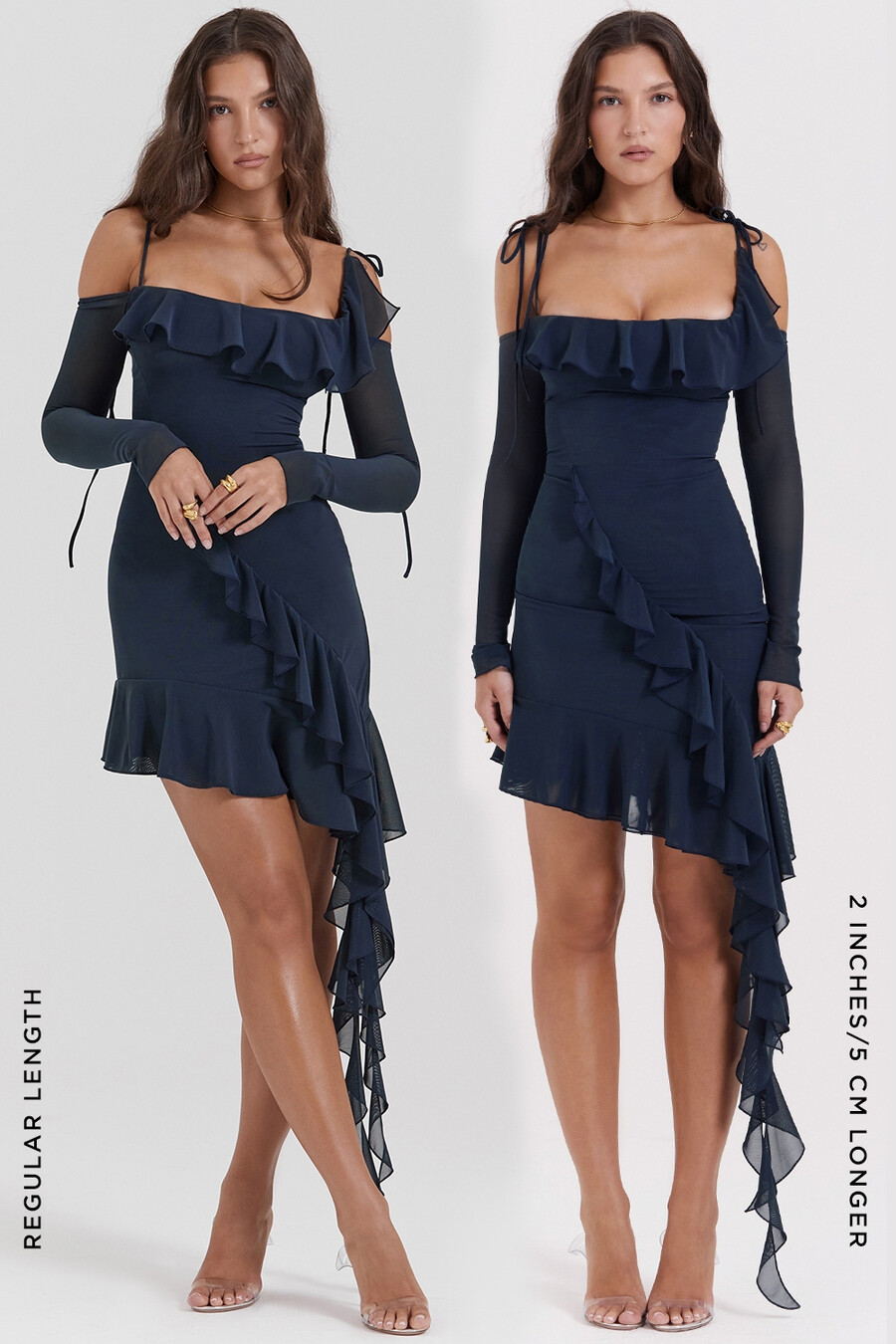 französisches marineblaues rüschen-minikleid
