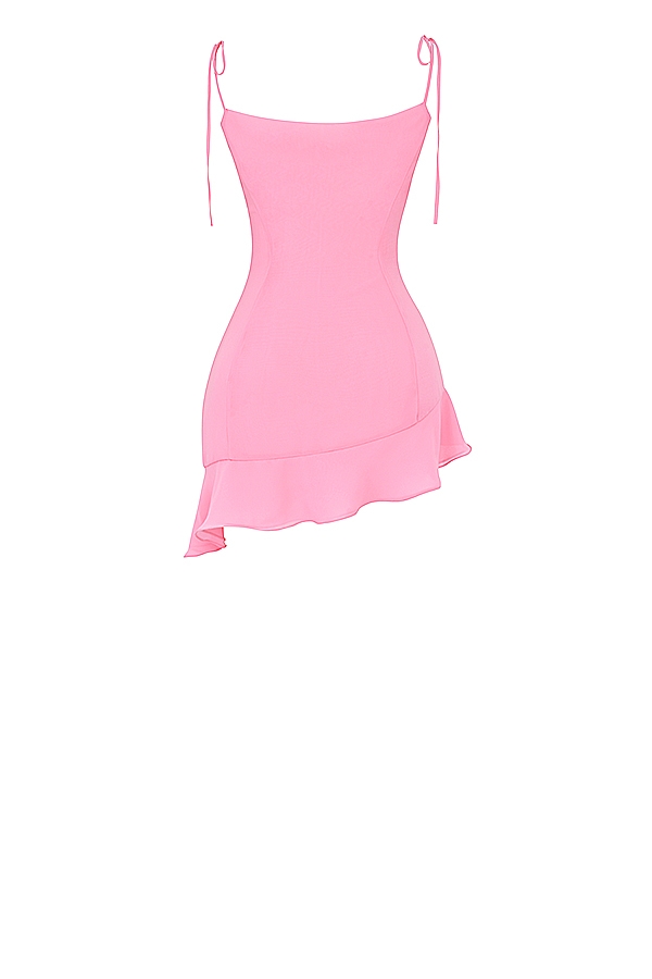 französisches rosa rüschen-minikleid