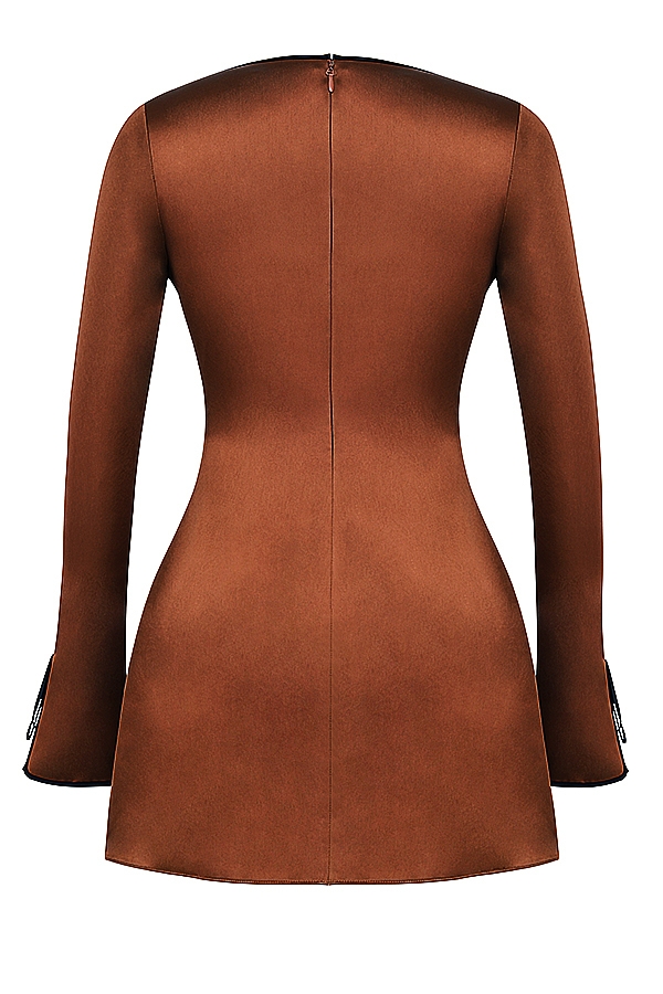kupferfarbenes satin-minikleid