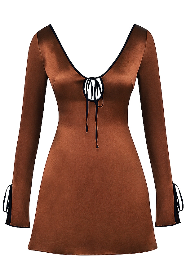 kupferfarbenes satin-minikleid