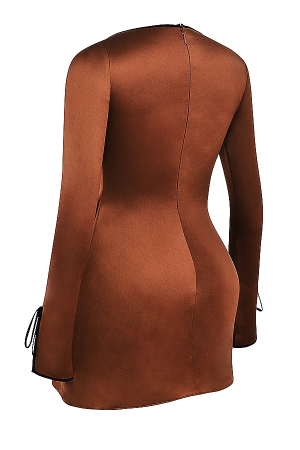 kupferfarbenes satin-minikleid