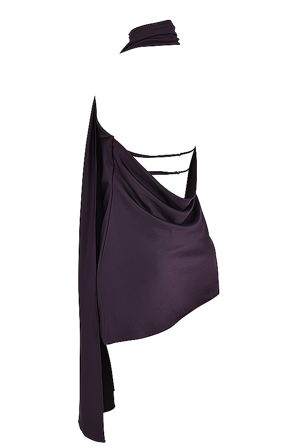 nachtblaues asymmetrisches wickelkleid