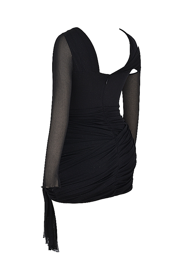 schwarzes glitzer-minikleid mit cut-outs