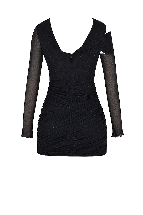 schwarzes glitzer-minikleid mit cut-outs