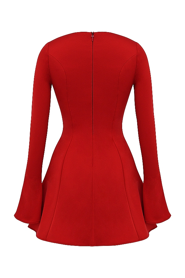 rotes satin-minikleid