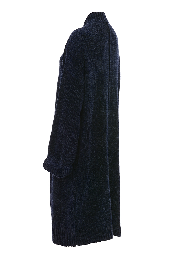 lässiger cardigan aus marineblauem chenille