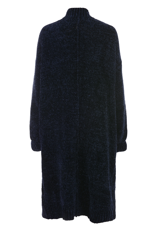 lässiger cardigan aus marineblauem chenille