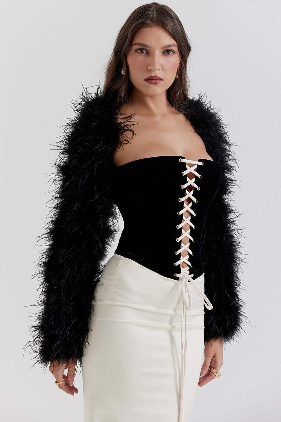 schwarze marabou-Ärmeljacke