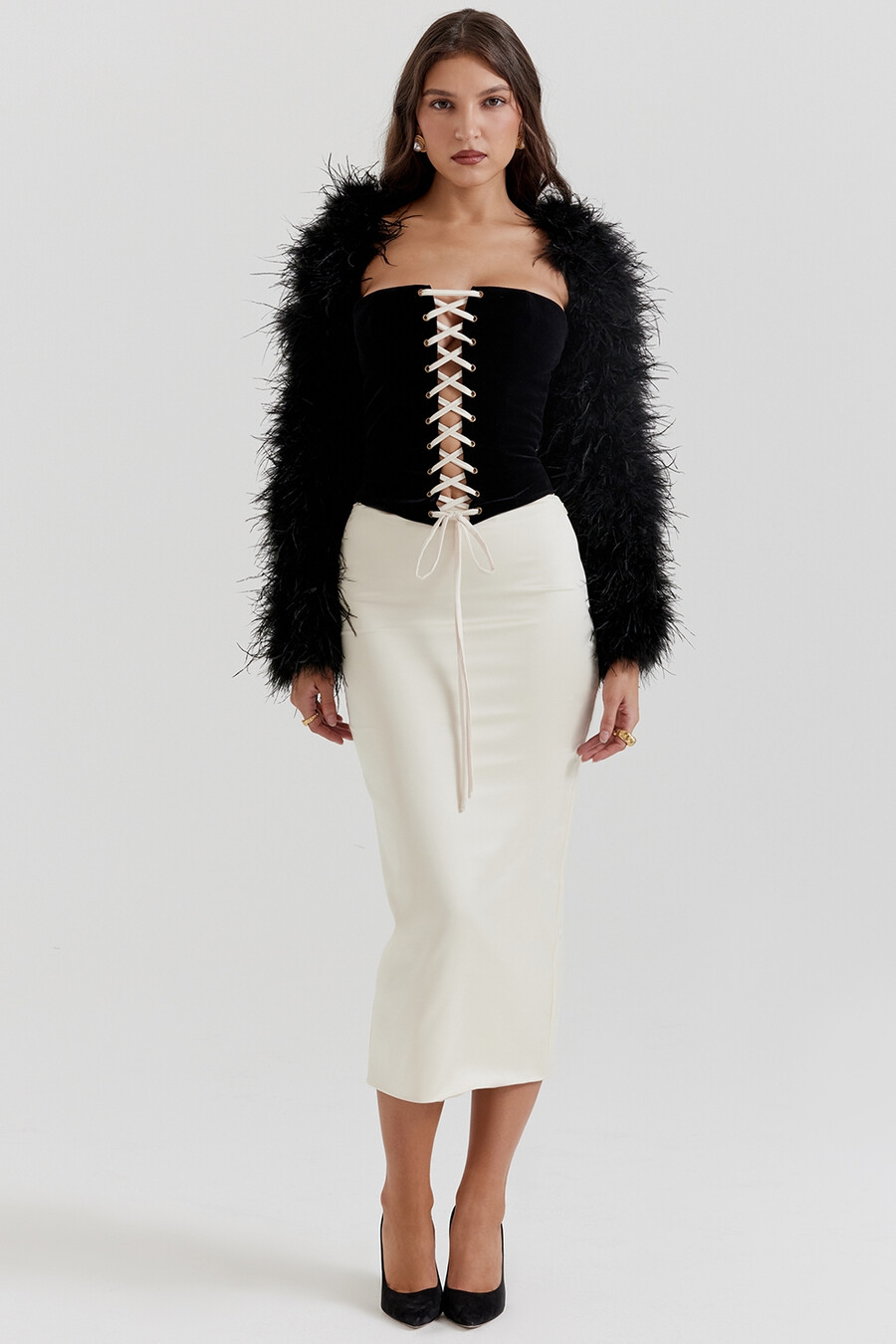 schwarze marabou-Ärmeljacke