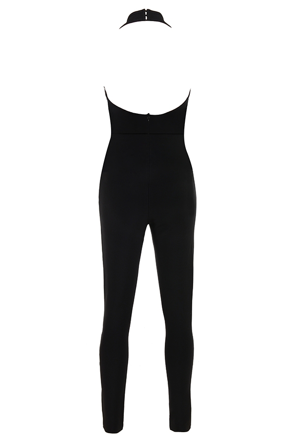 schwarzer korsett-jumpsuit mit bandagen