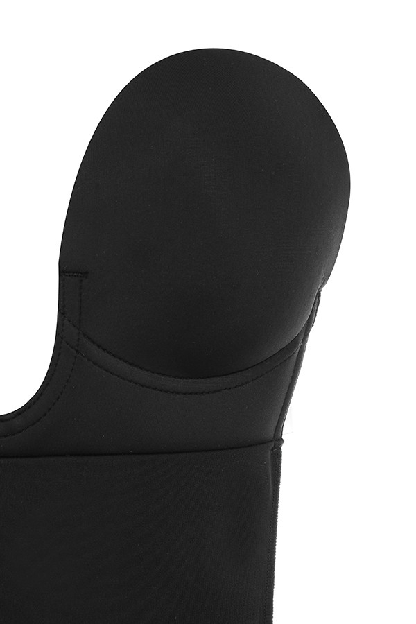 tief ausgeschnittener selbstklebender rückenfreier body – schwarz