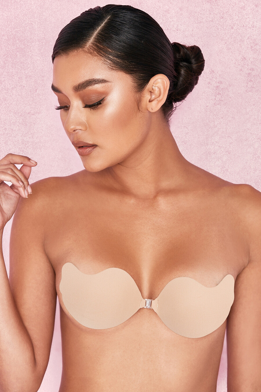 bh aus vorgeformter mikrofaser mit vorderverschluss – beige
