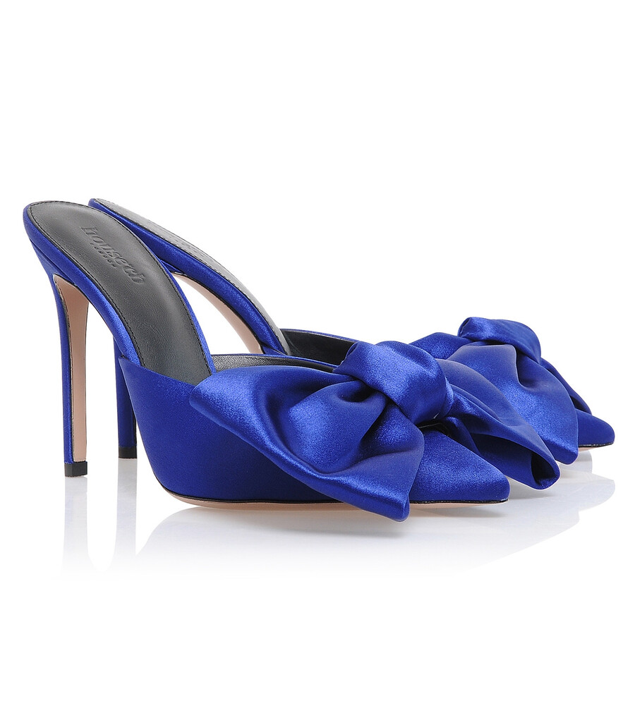 kobaltblaue oversized bow mules