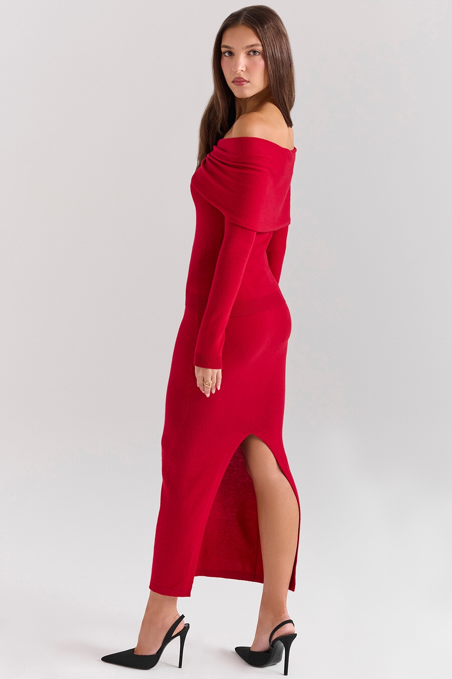 holly red midirock aus kaschmirmischung