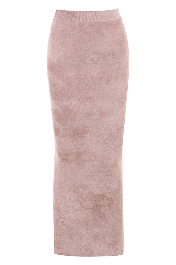 maxirock aus rosafarbenem chenille