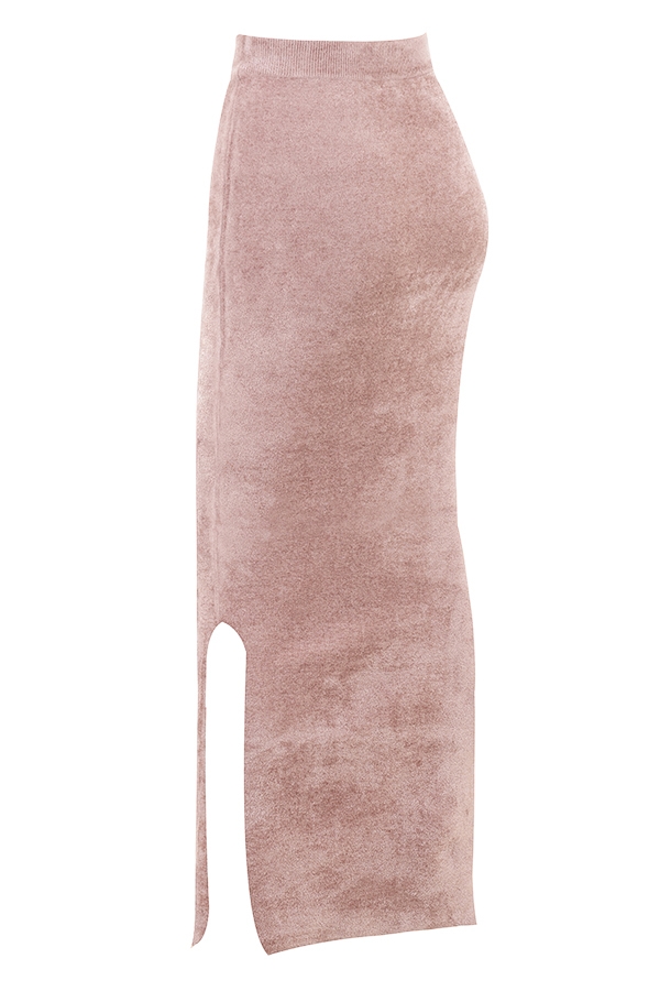 maxirock aus rosafarbenem chenille