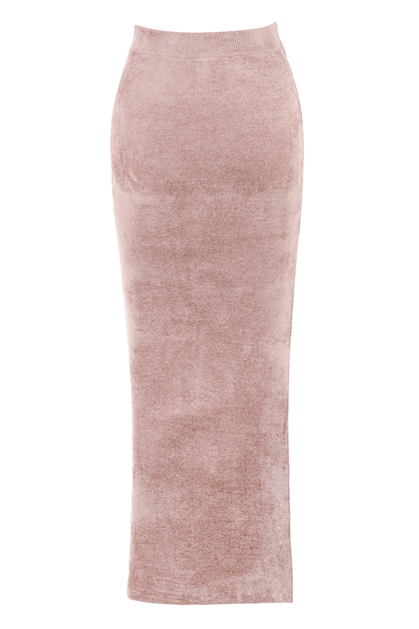 maxirock aus rosafarbenem chenille