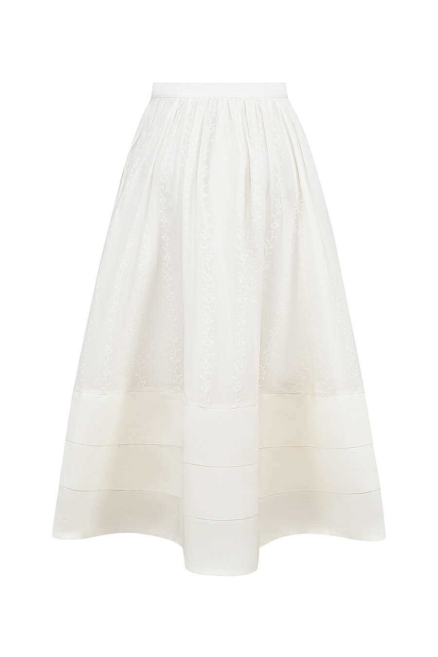 weißer bestickter baumwoll-midirock