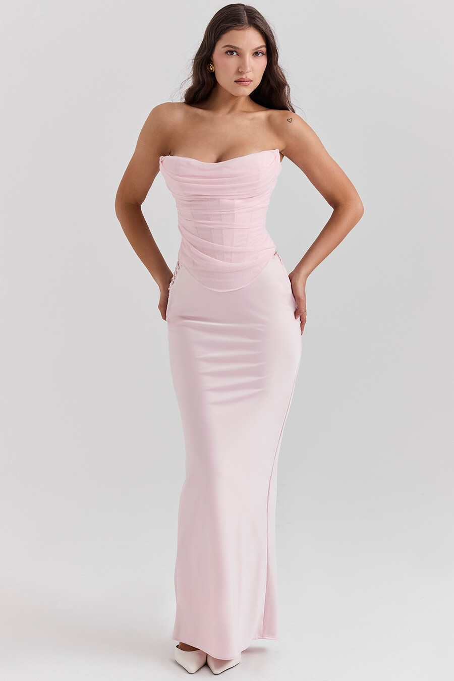 ballerina-maxirock aus rosa satin